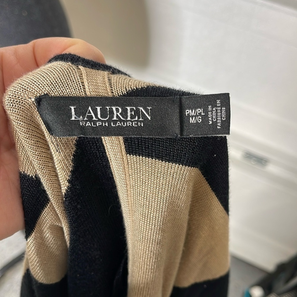 Lauren Ralph Lauren Women's Geo-Print Cotton-Blend Cardigan M/L - Picture 3 of 8